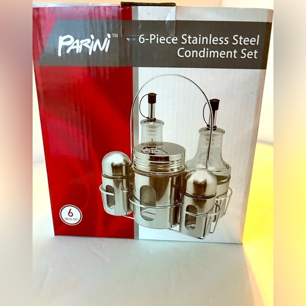 NIB Parini 6Piece Stainless Steel Condiment Set